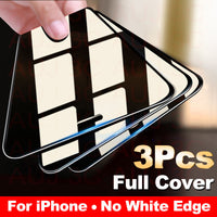 3PCS Full Cover Protective glass on For iPhone 11 Pro Max tempered Glass Film On iPhone X XR XS Max Screen Protector