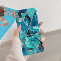 LOVECOM Plating Geometric Marble Phone Case For Huawei P30 P20 Lite Pro Mate 30 20 Pro Lite Glossy Soft IMD Phone Back Cover