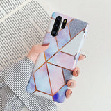 LOVECOM Plating Geometric Marble Phone Case For Huawei P30 P20 Lite Pro Mate 30 20 Pro Lite Glossy Soft IMD Phone Back Cover