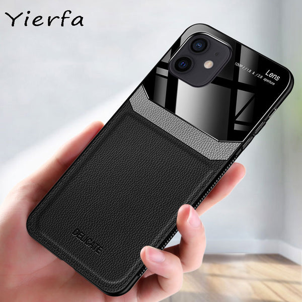 Case For iPhone 12 Pro Max Shell Silicone Shockproof Bumper PU Leather Back Cover For Apple iPhone 11 Pro MAX 12 Mini Phone Case