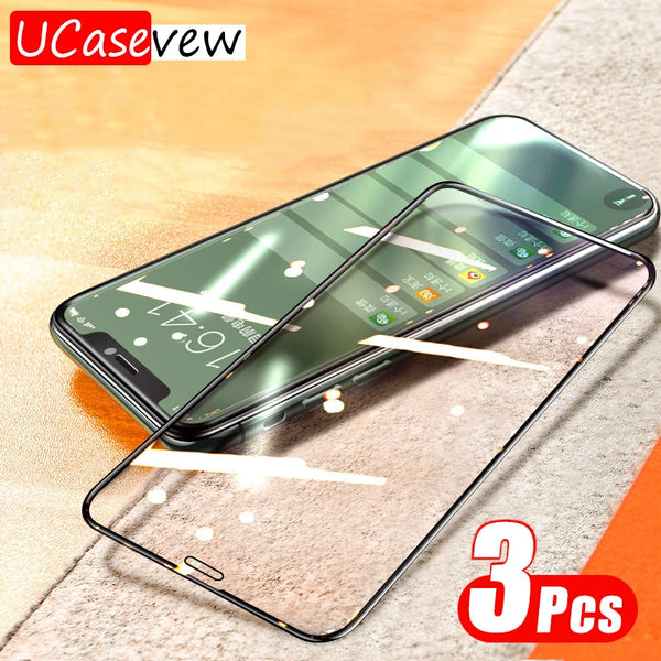 3PCS 10D Tempered Glass Screen Protector For iPhone 12 Mini 11  Pro Plus XR XS Max 6 6S 7 8 Full Coverage Screen Film Glass