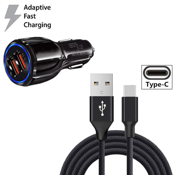 Type C Phone charger Nylon Wire usb Car Charger